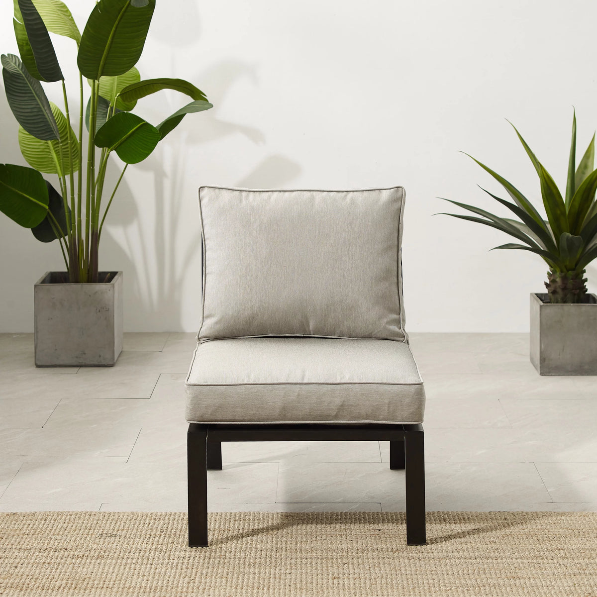 Outdoor Metal Sectional Center Chair Taupe Matte Black W467