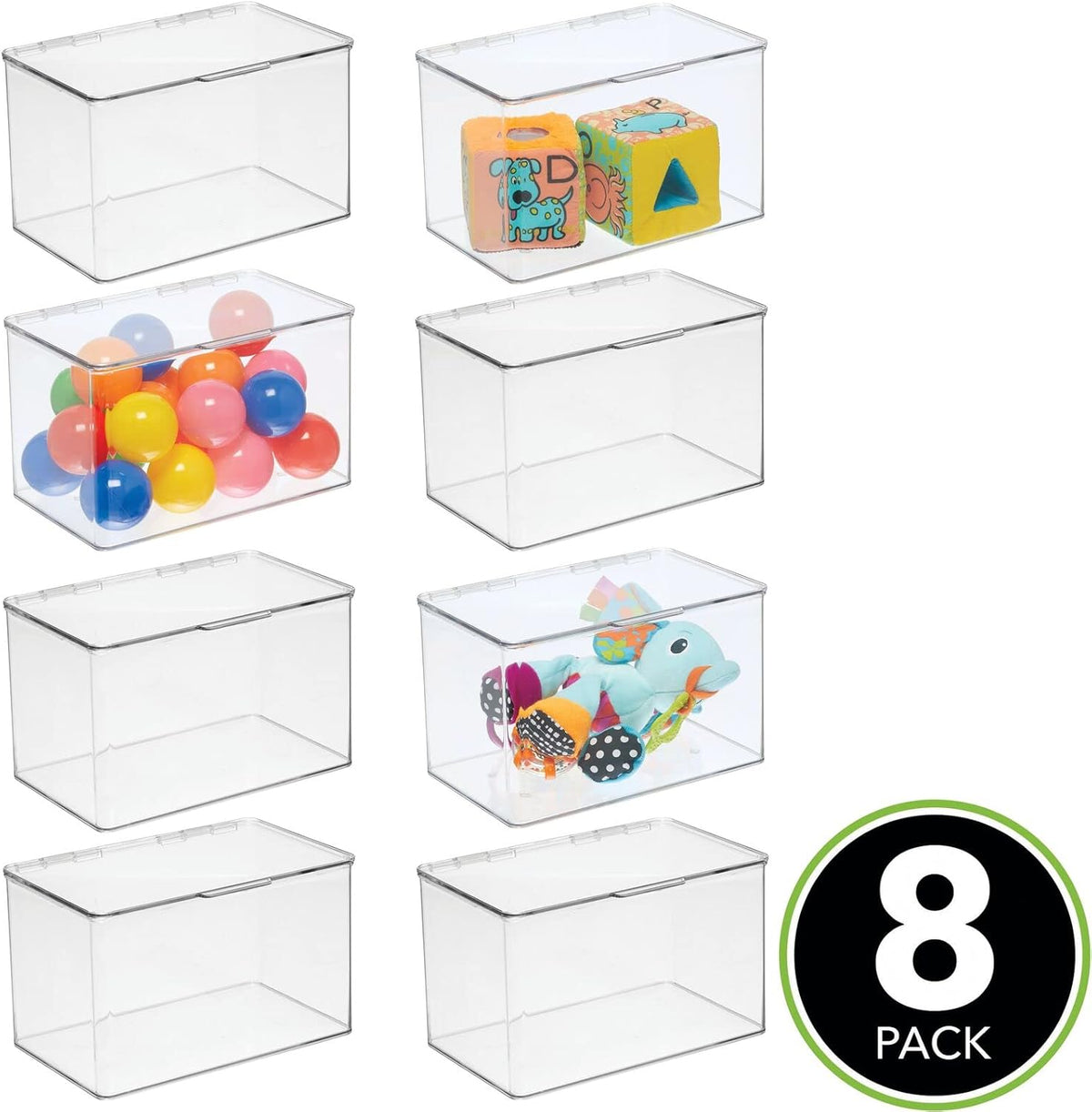 Clear 8 Pack Stackable Rectangular Storage Bin with Lid B5472