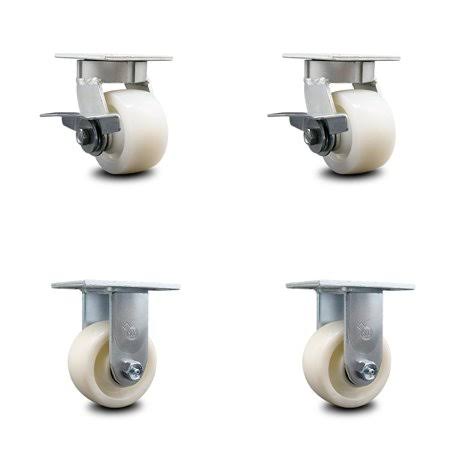 4” Kingpinless Nylon Caster, 2 Swivel with Side Lock Brakes & 2 Rigid R192276