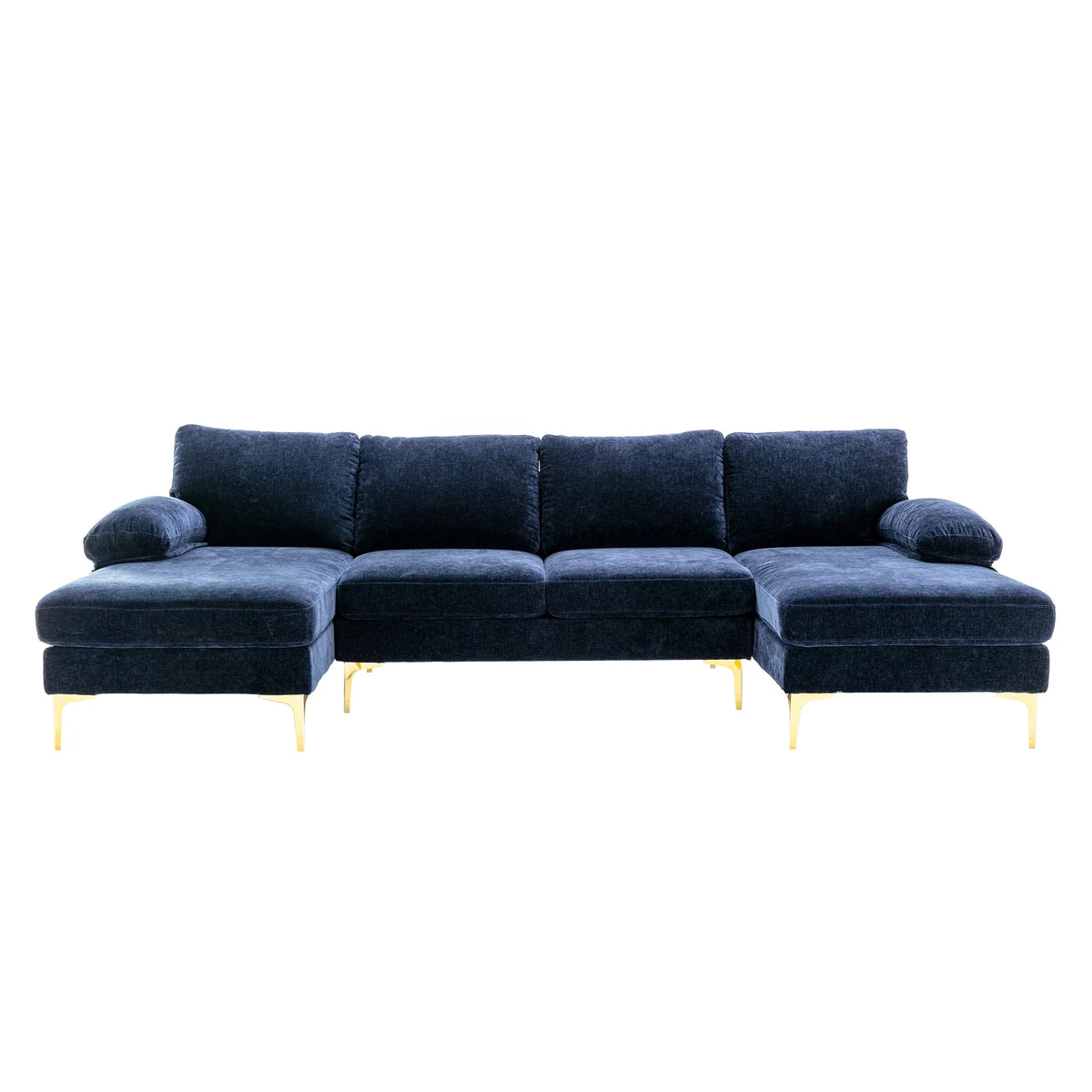 Navy Blue 4-piece U Shaped Fabric Sectional Sofa O53162