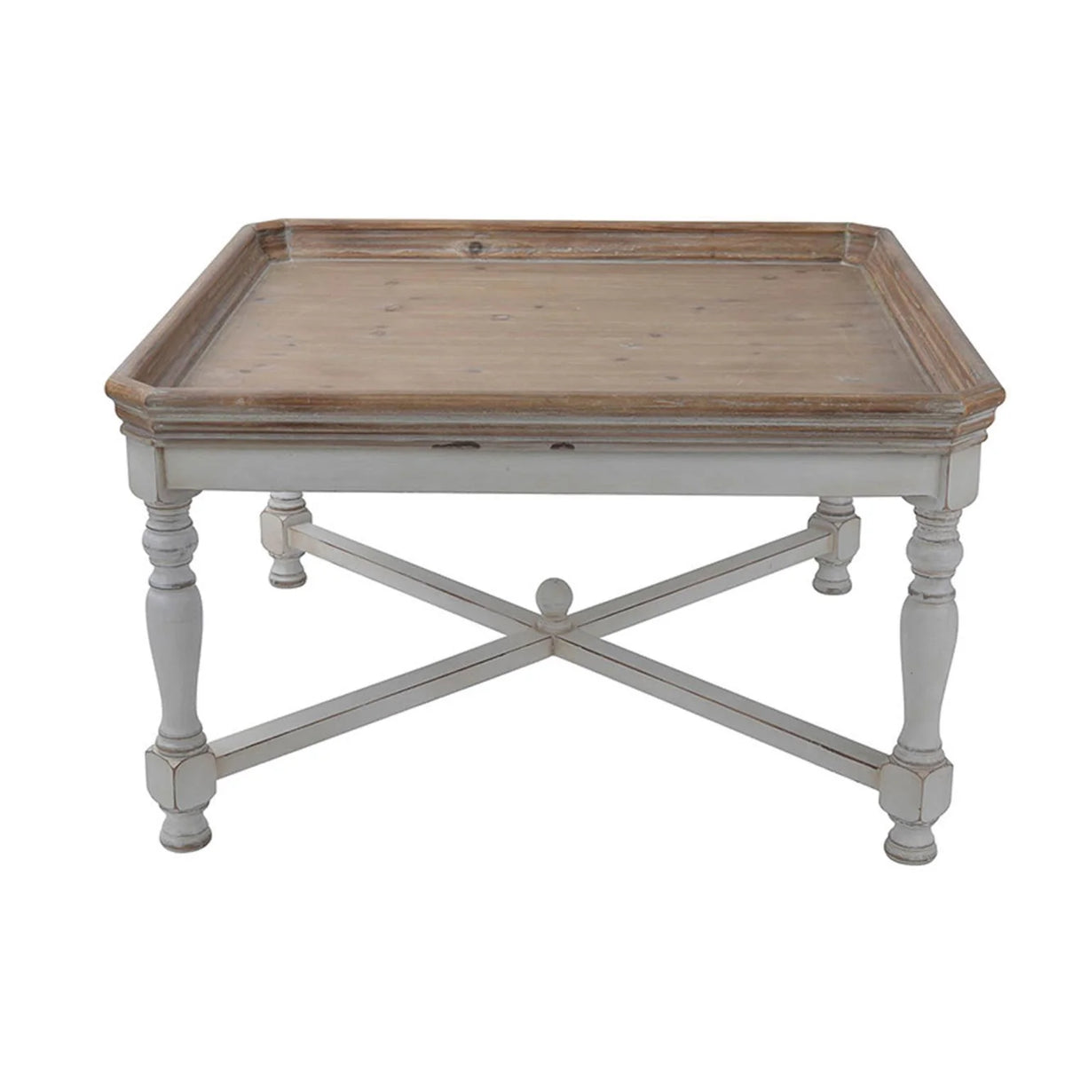 Square Coffee Table with Aged White & Natural Finish L174090