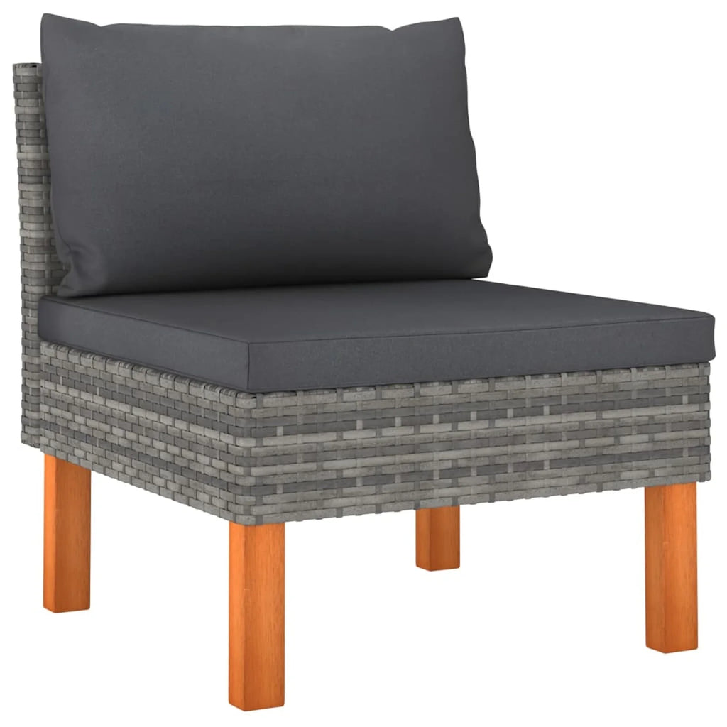 4 Piece Poly Rattan Garden Set with Cushions Gray F87506