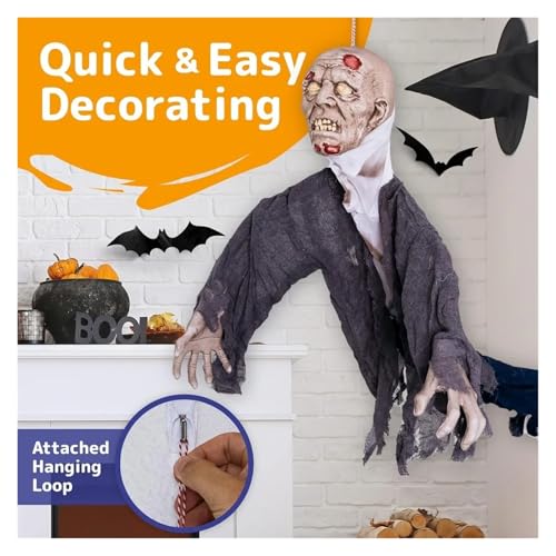 Halloween Hanging Zombie Outdoor Prop with Flowing Robe L1610
