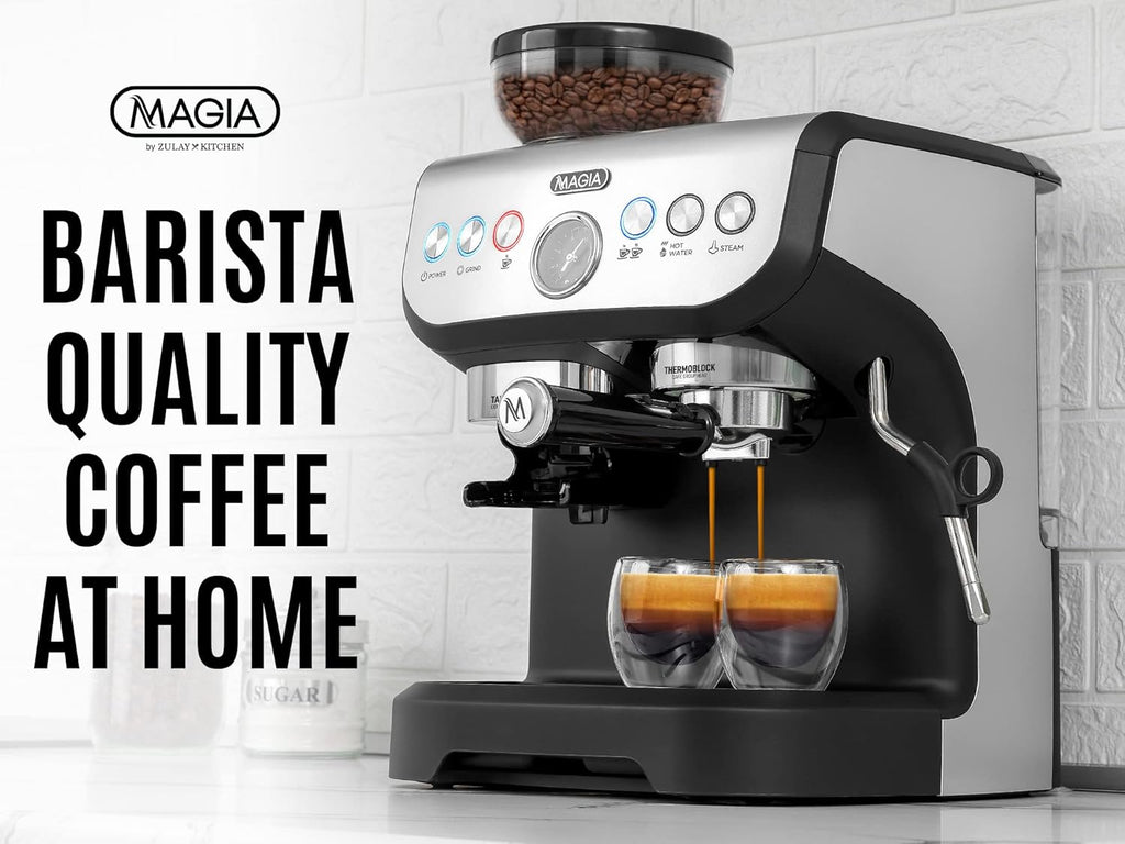 Manual Espresso Machine with Grinder and Milk Frother A8667