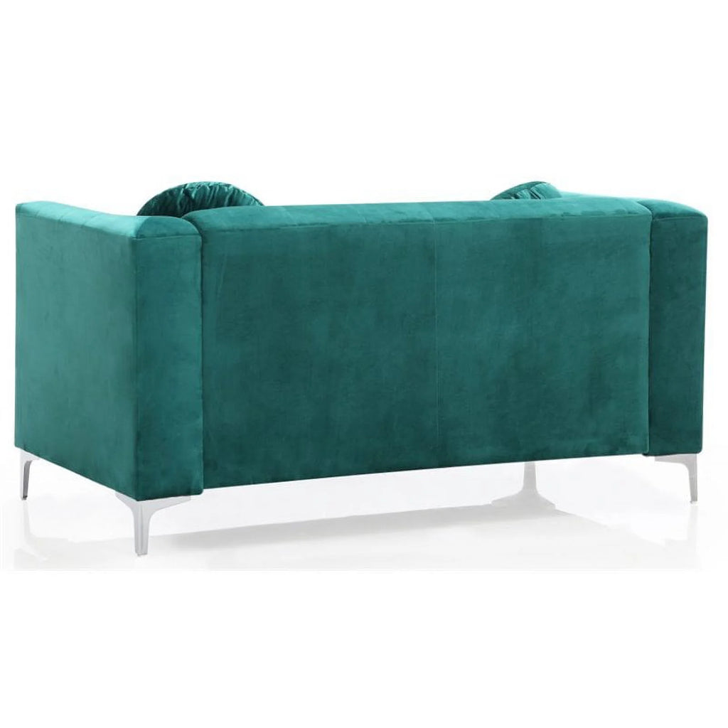 Velvet Sofa Chaise and Loveseat 2-Piece Set in Green V70021