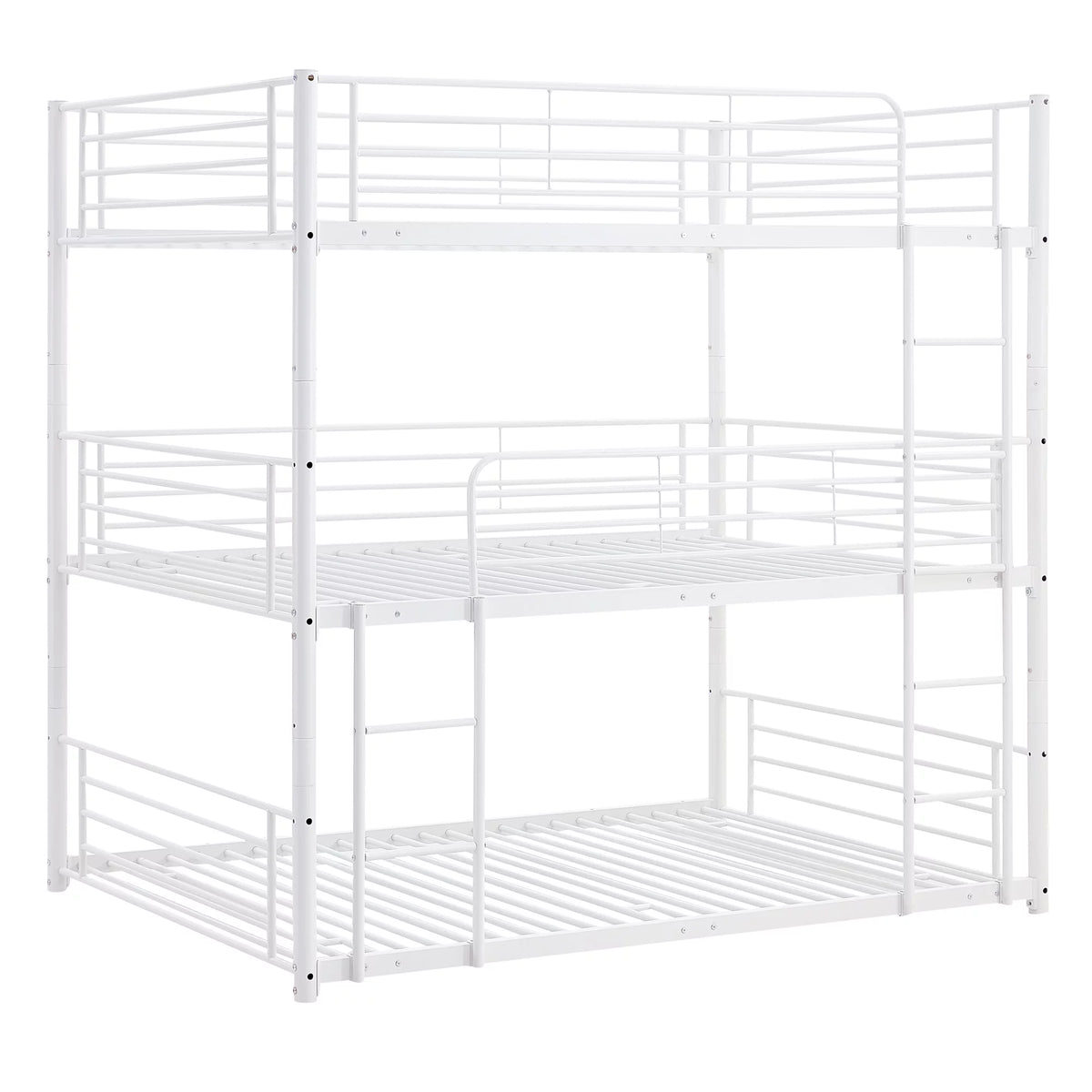 Full Metal Triple Bed with Built-In Ladder White R84317