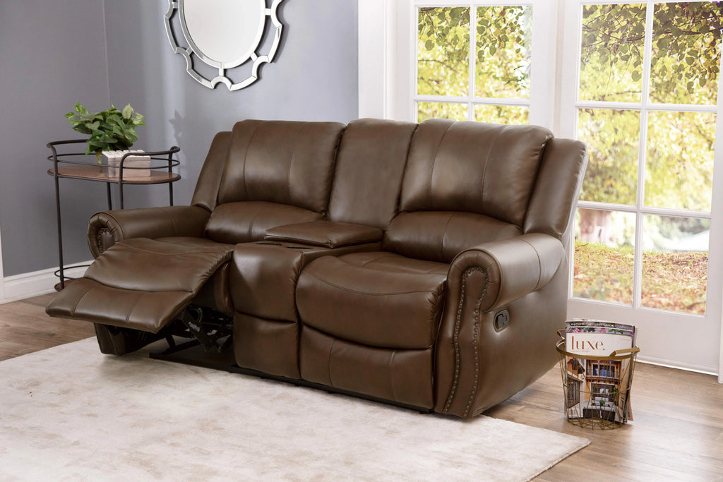 Camel Leather Reclining Loveseat L6483