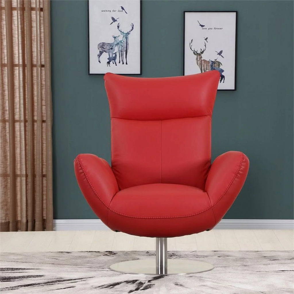 Red Italian Leather Lounge Chair L5456