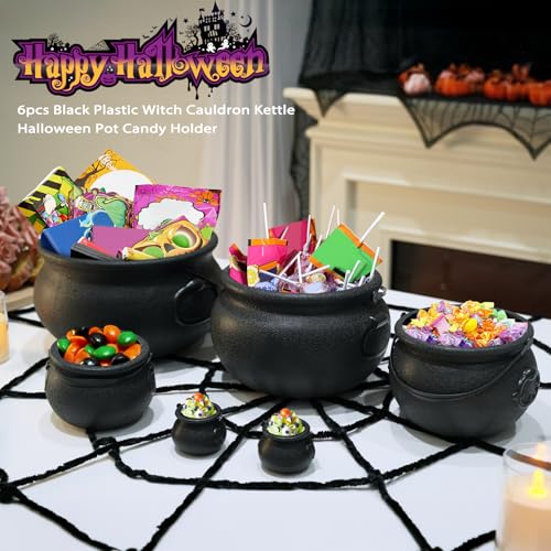 Black Plastic Cauldron Candy Bowl G726630