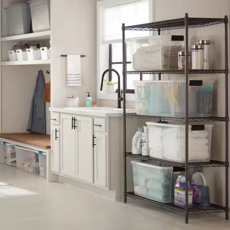 Black 5-Tier Steel Wire Shelving Unit M454
