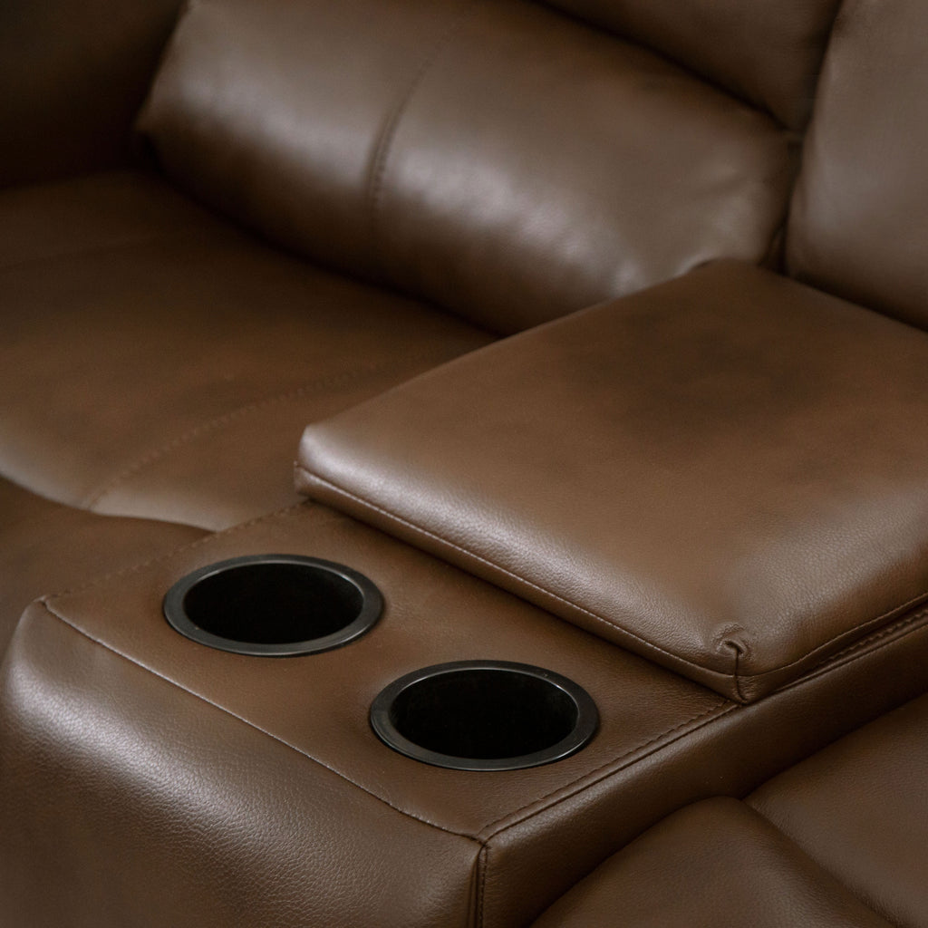 Camel Leather Reclining Loveseat L6483
