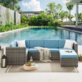 5 Pieces Rattan Wicker Outdoor Furniture Set with Glass Table U365
