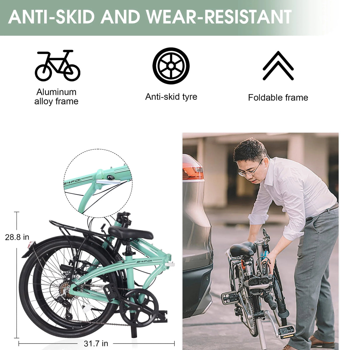 Blue 7 Speed Aluminum Folding Bike L88536