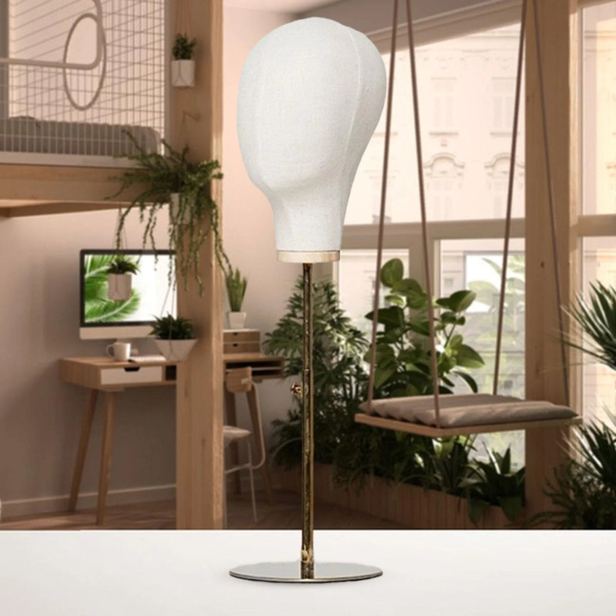 Hat Display Stand Portable Hat Rack Mannequin Head 60cm Metal Base I7421
