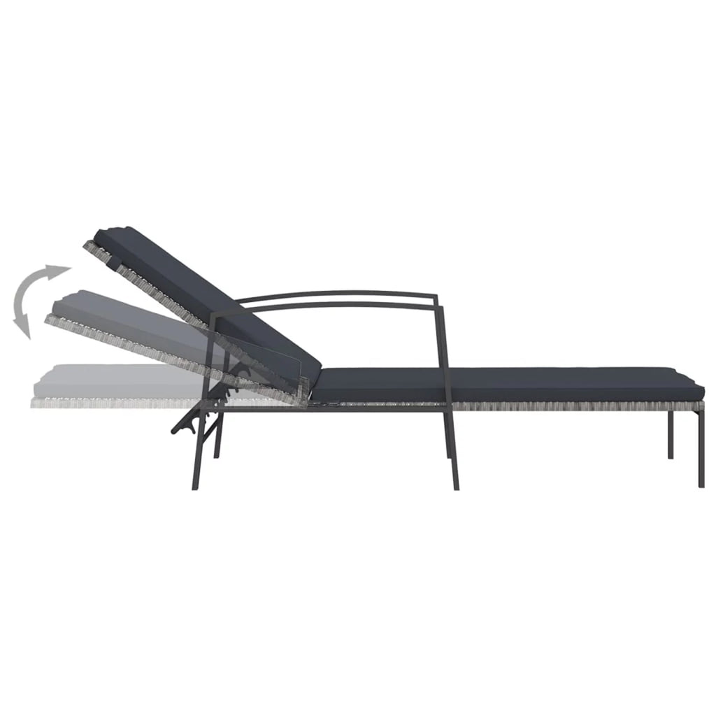 2 pcs Poly Rattan Sun Loungers with Table J13022