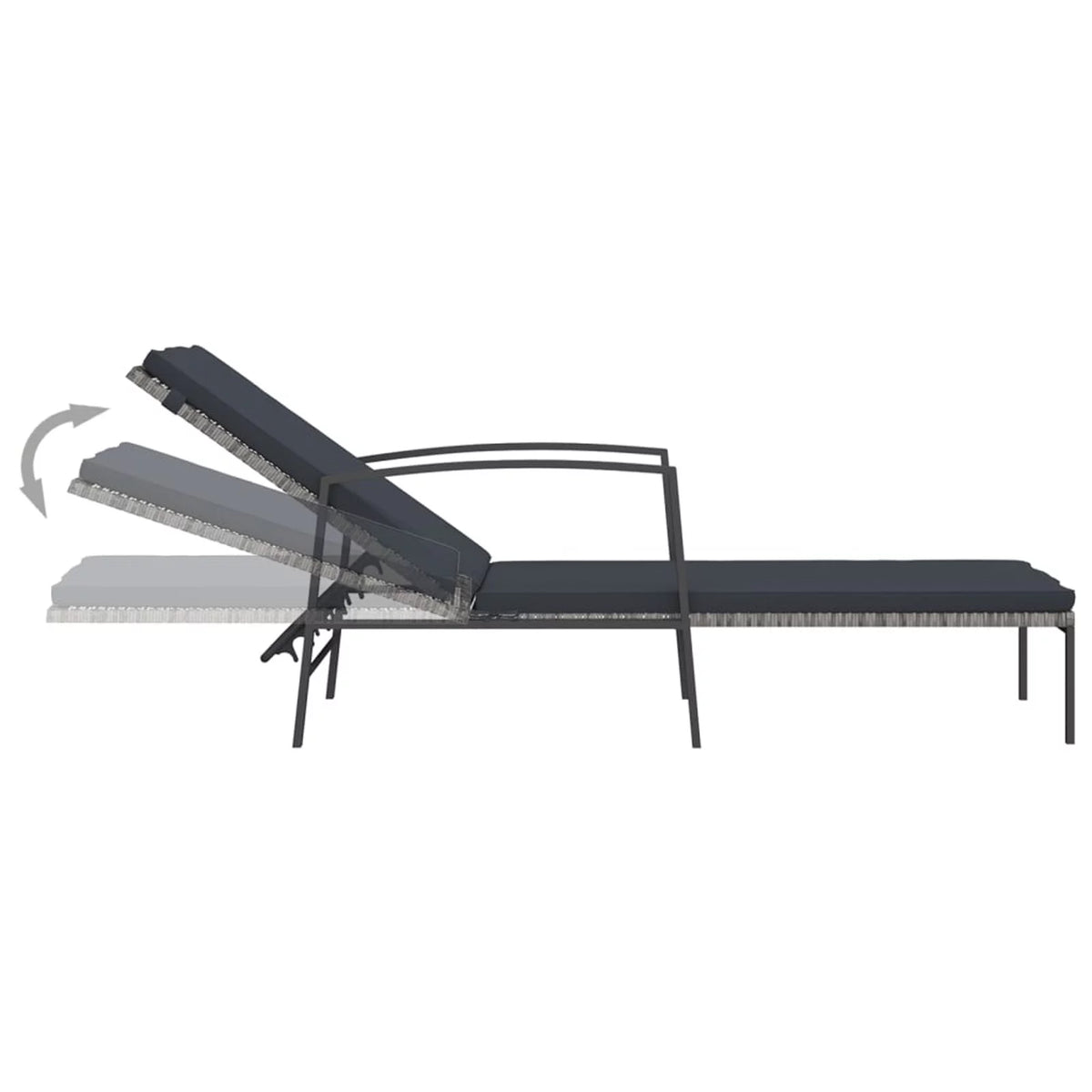 2 pcs Poly Rattan Sun Loungers with Table J13022