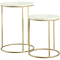 Round Marble Top Nesting Tables White and Gold L240398