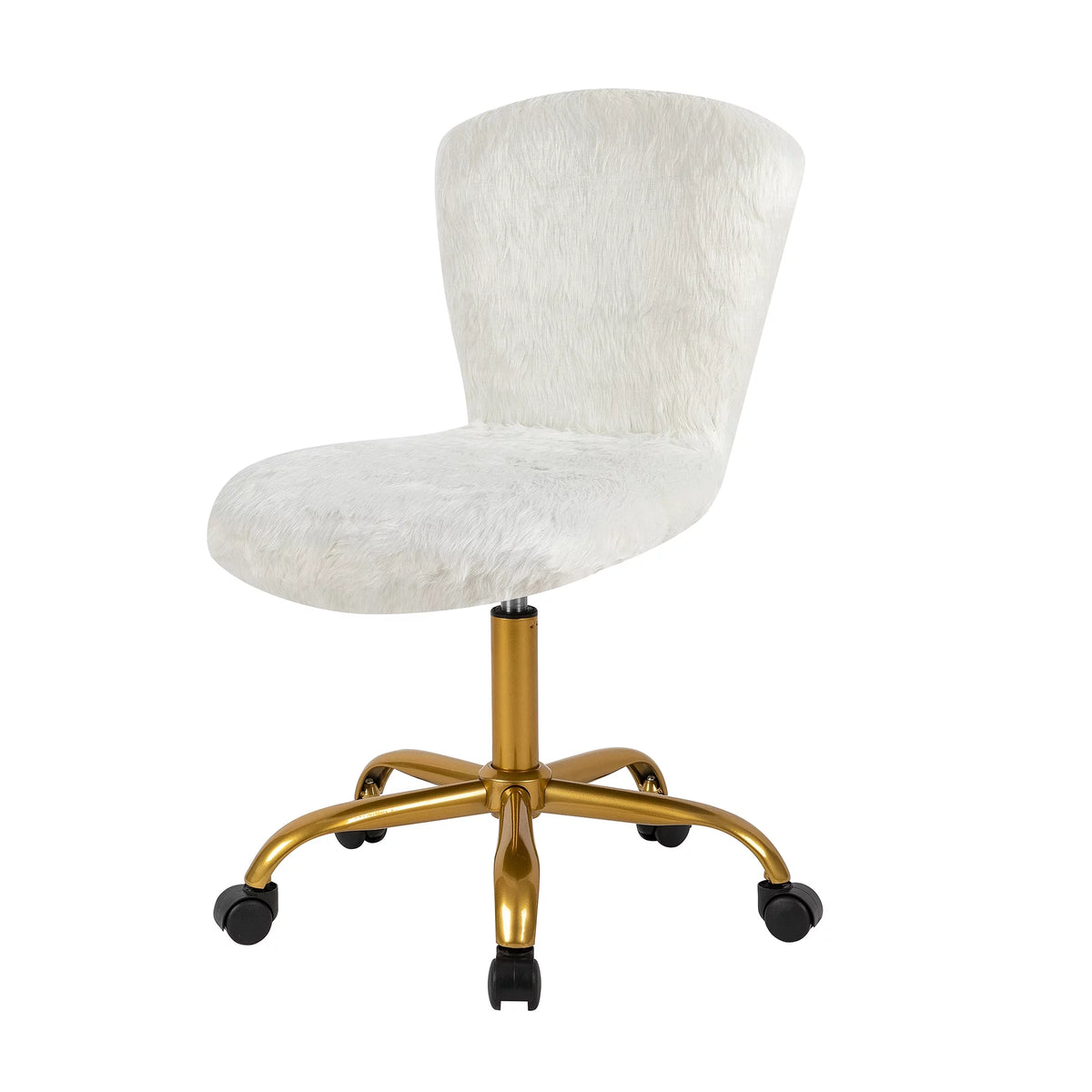 White Faux Fur Adjustable Swivel Vanity Chair K42173