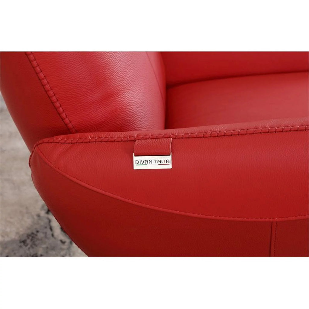 Red Italian Leather Lounge Chair L5456