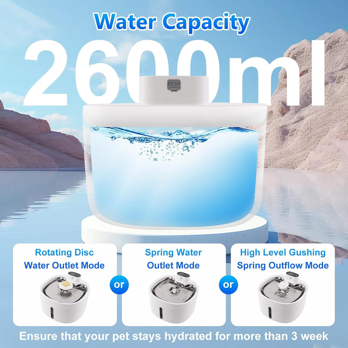 2.6L Automatic Stainless Steel Pet Water Dispenser with 6 Filters M921