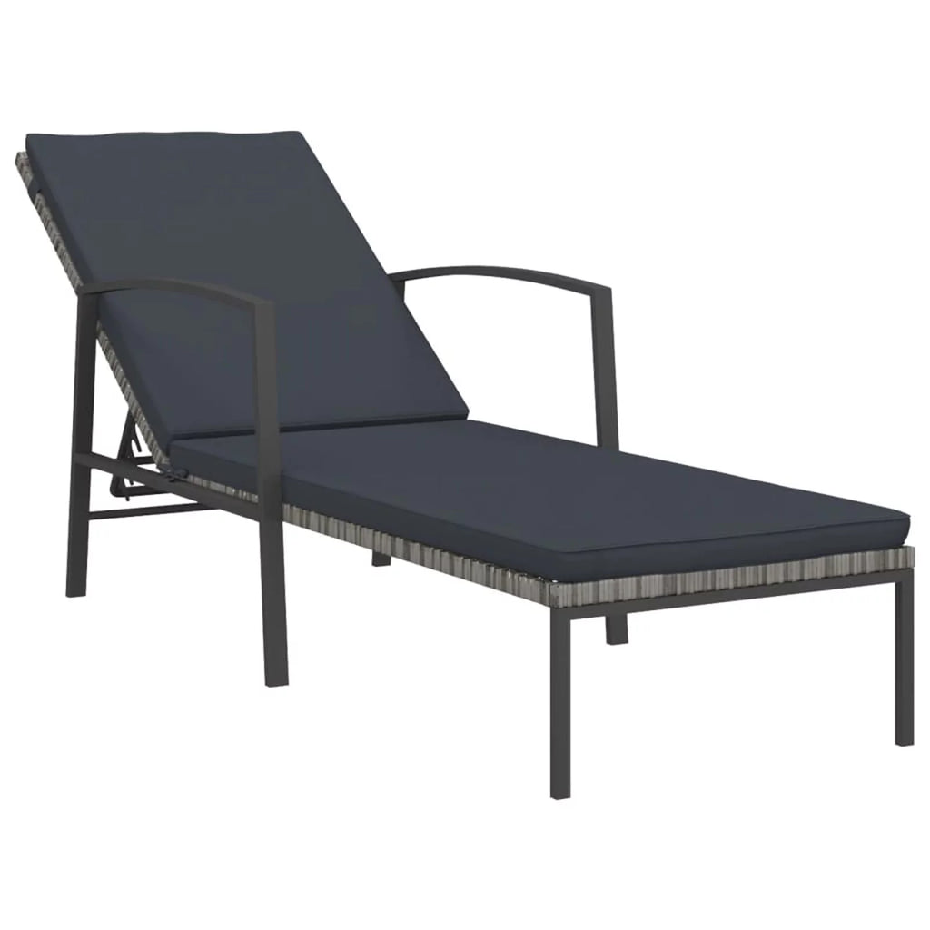 2 pcs Poly Rattan Sun Loungers with Table J13022
