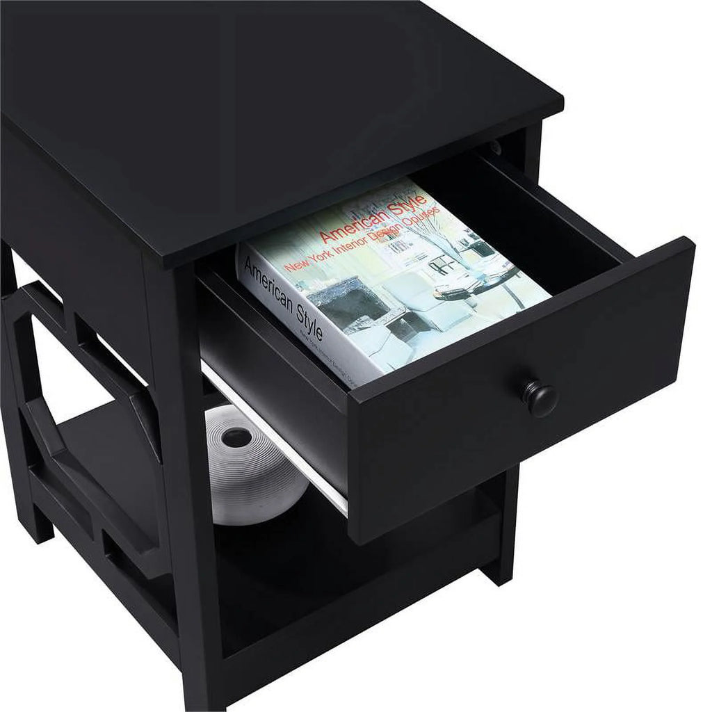Black One-Drawer End Table Set of 2 Z811