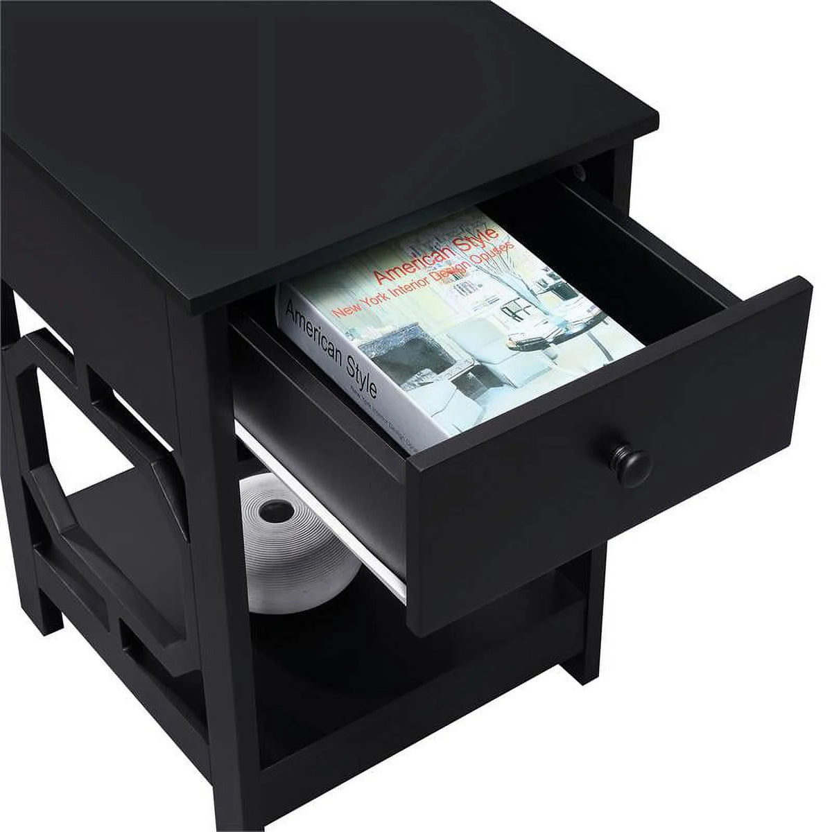 Black One-Drawer End Table Set of 2 Z811