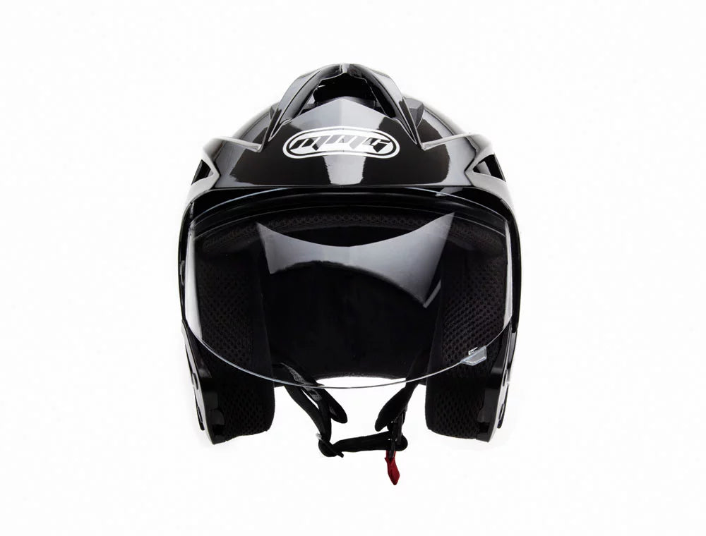 Open Face Helmet DOT Flip Up Shield Gloss Black Medium V7480