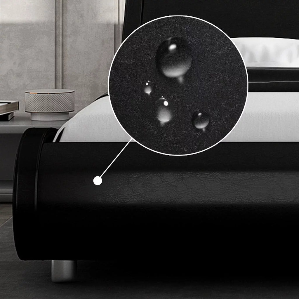 Queen Size Platform Bed Frame with Adjustable Headboard U625782