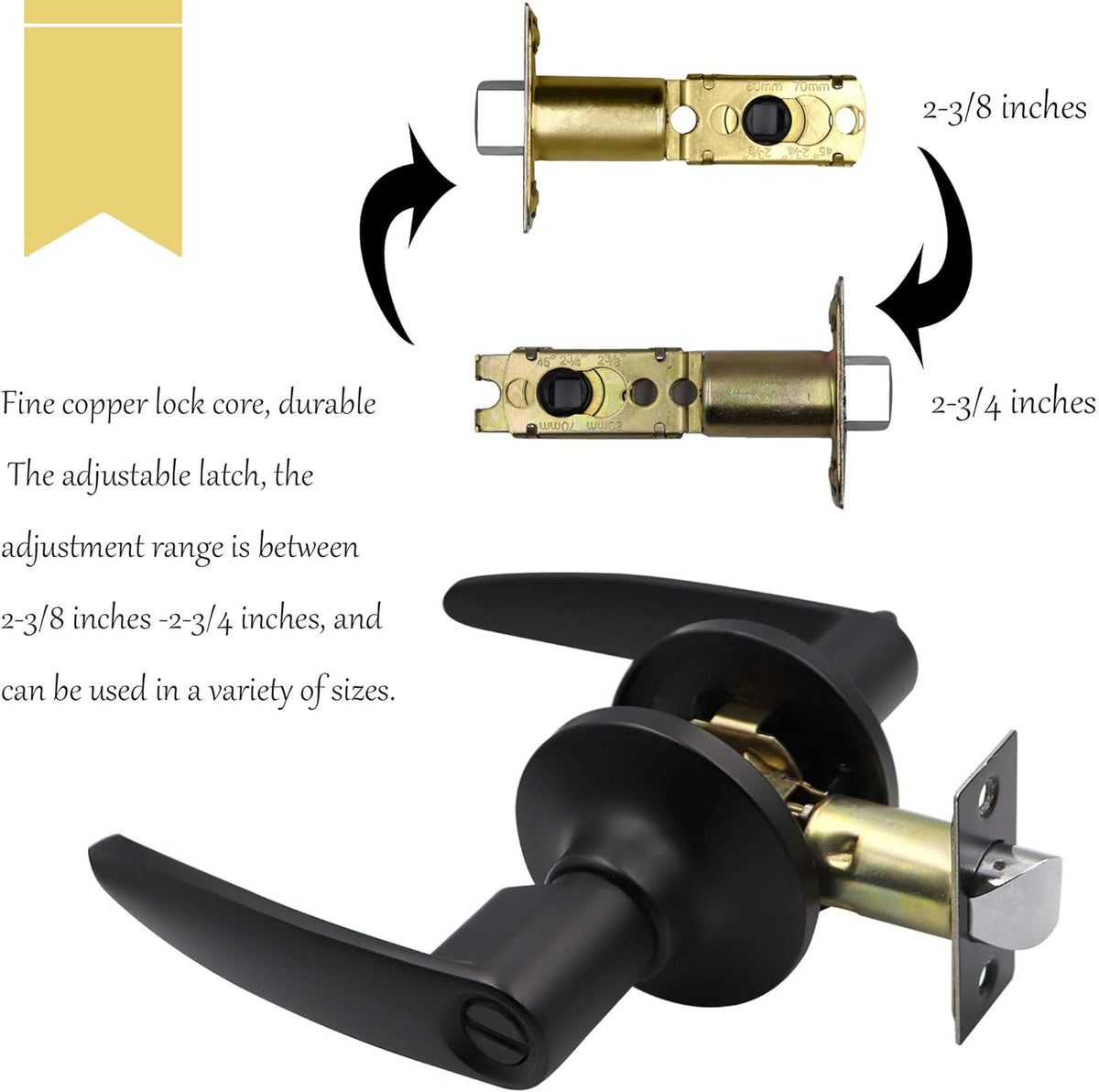 Matte Black Privacy Door Lever Handle, 4 Pack N56477