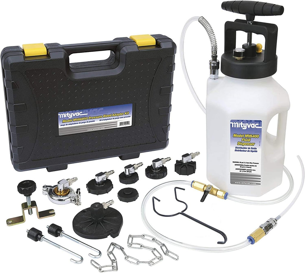 Professional Hydraulic Brake and Clutch Pressure Bleeding System with 7 Master Cylinder Adapters and Storage Case U285