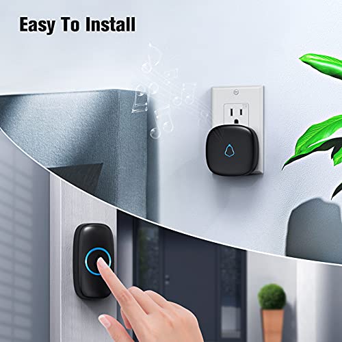 Wireless Doorbell with 2 Buttons, Waterproof Mini Doorbell, Black I871501