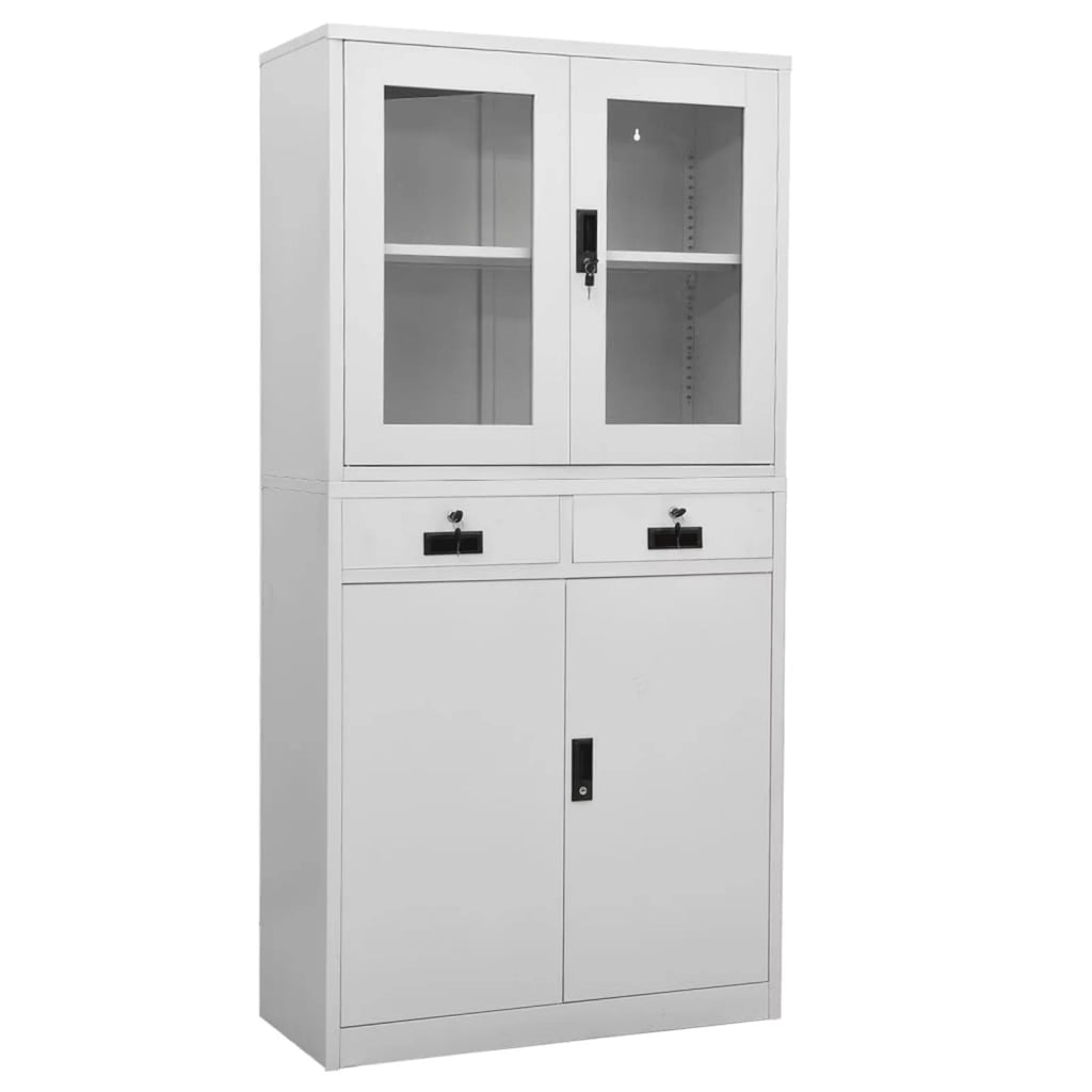 Light Gray 2 Drawer Steel and Glass Door File Storage Cabinet Z590504