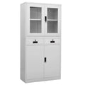 Light Gray 2 Drawer Steel and Glass Door File Storage Cabinet Z590504