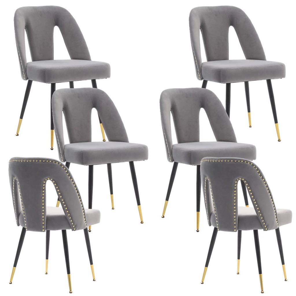 Velvet Upholstered Dining Chairs Set of 6 M3565