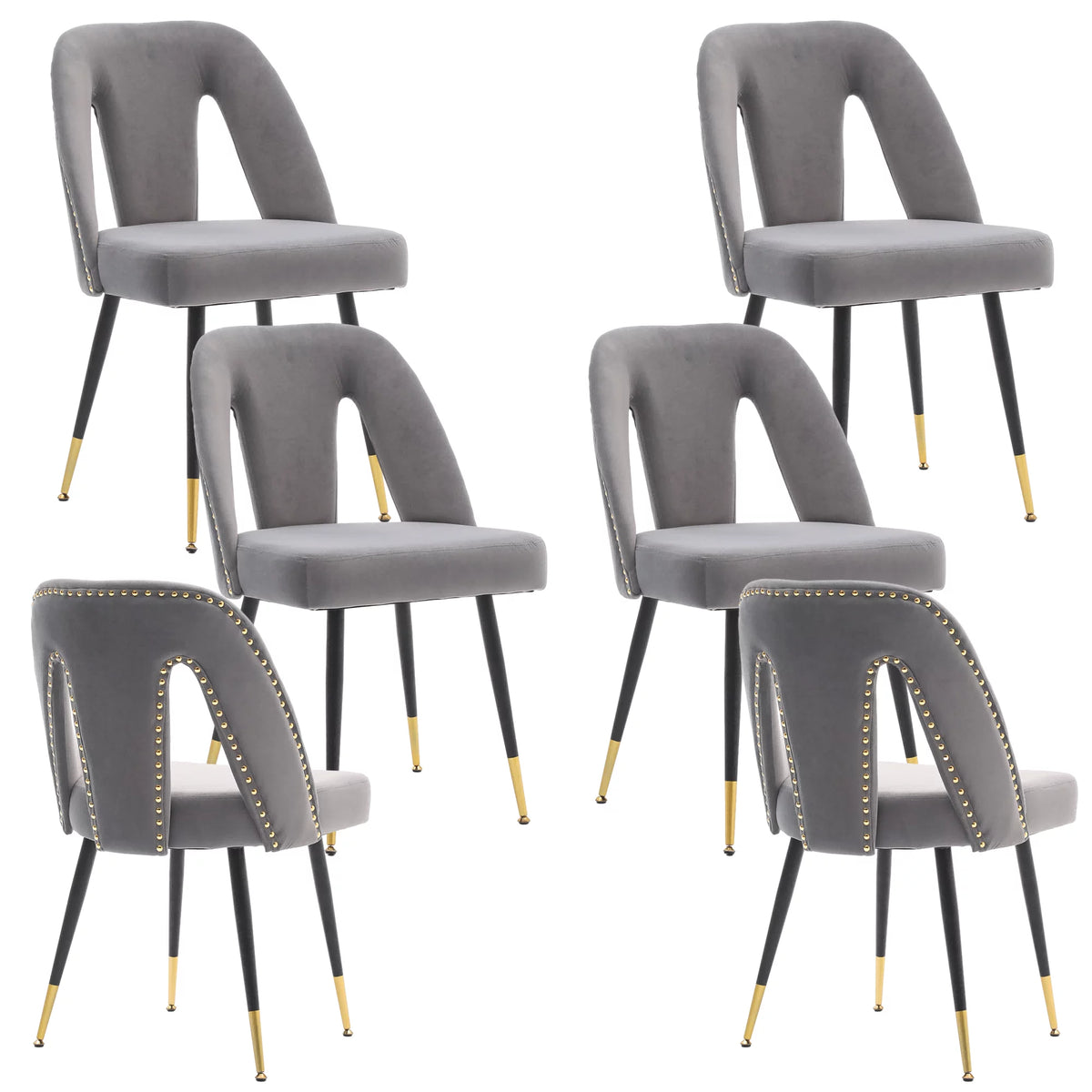 Velvet Upholstered Dining Chairs Set of 6 M3565