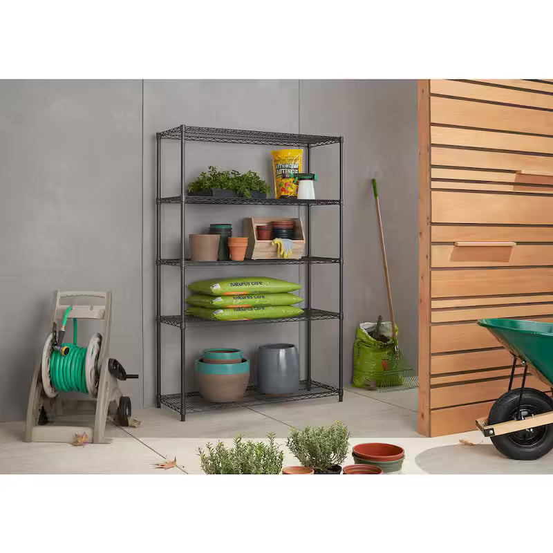 Black 5-Tier Steel Wire Shelving Unit M454