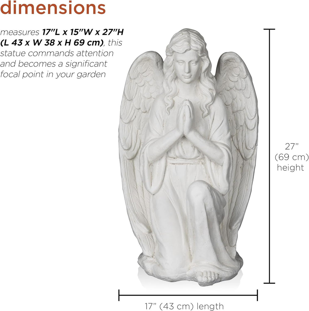White Kneeling Praying Angel Statue X16018