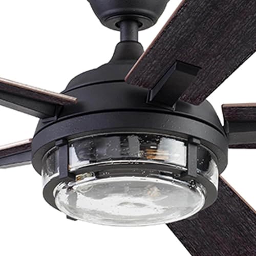 52 Inch Textured Black LED Ceiling Fan with Light and Remote Control R578