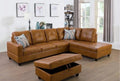 Caramel Leather Sectional Sofa with Storage Ottoman C301109