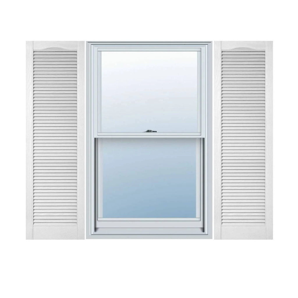 Vinyl Cathedral Top Open Louver Shutters Bright White K5390