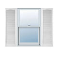 Vinyl Cathedral Top Open Louver Shutters Bright White K5390