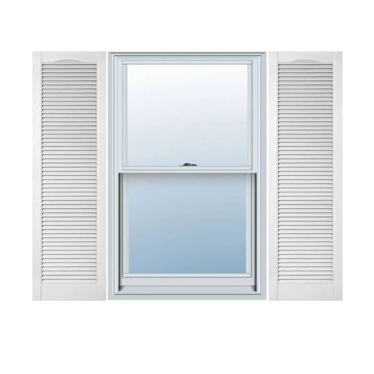 Vinyl Cathedral Top Open Louver Shutters Bright White K5390