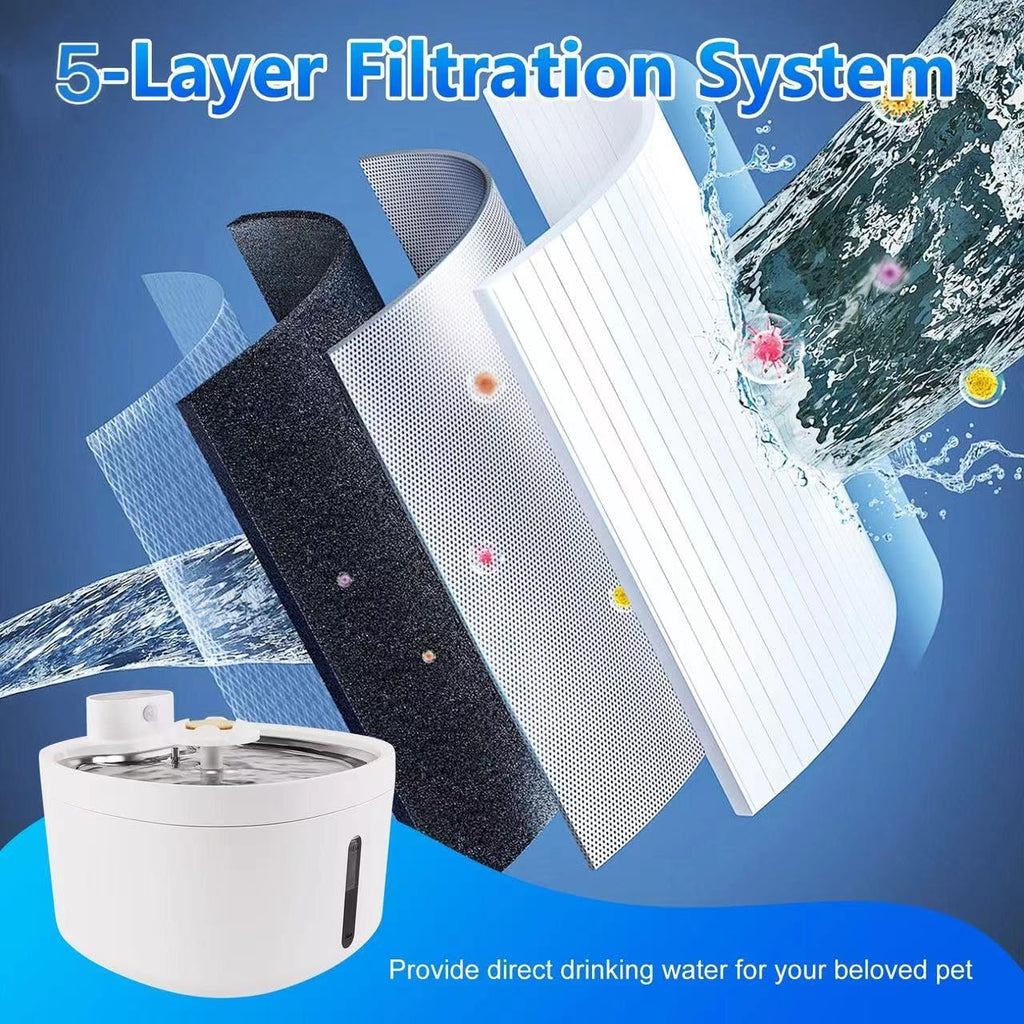 2.6L Automatic Stainless Steel Pet Water Dispenser with 6 Filters M921