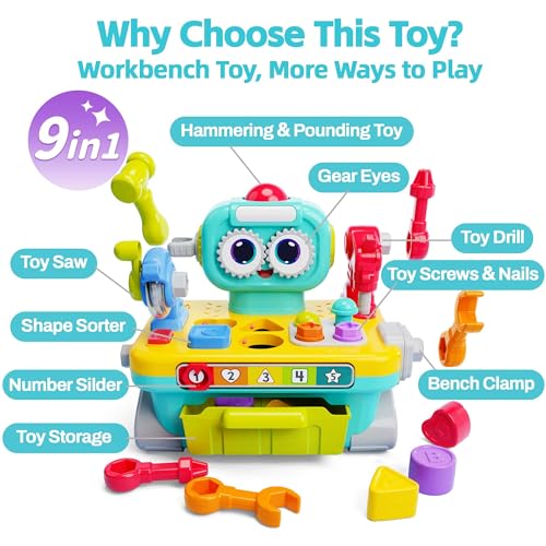Toddler Musical Workbench Toys Tool Set Shape Sorter I777701