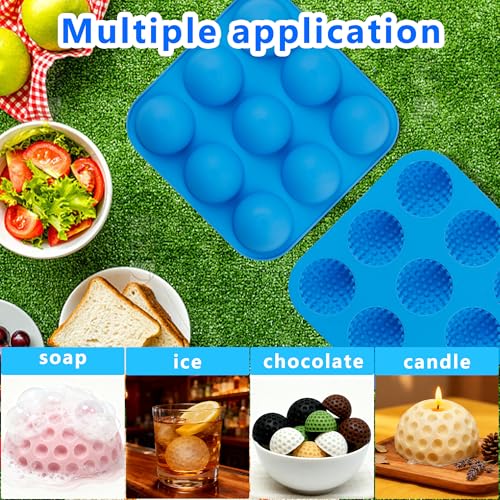 9-Cavity 3D Golf Ball Silicone Molds with Lid F158120