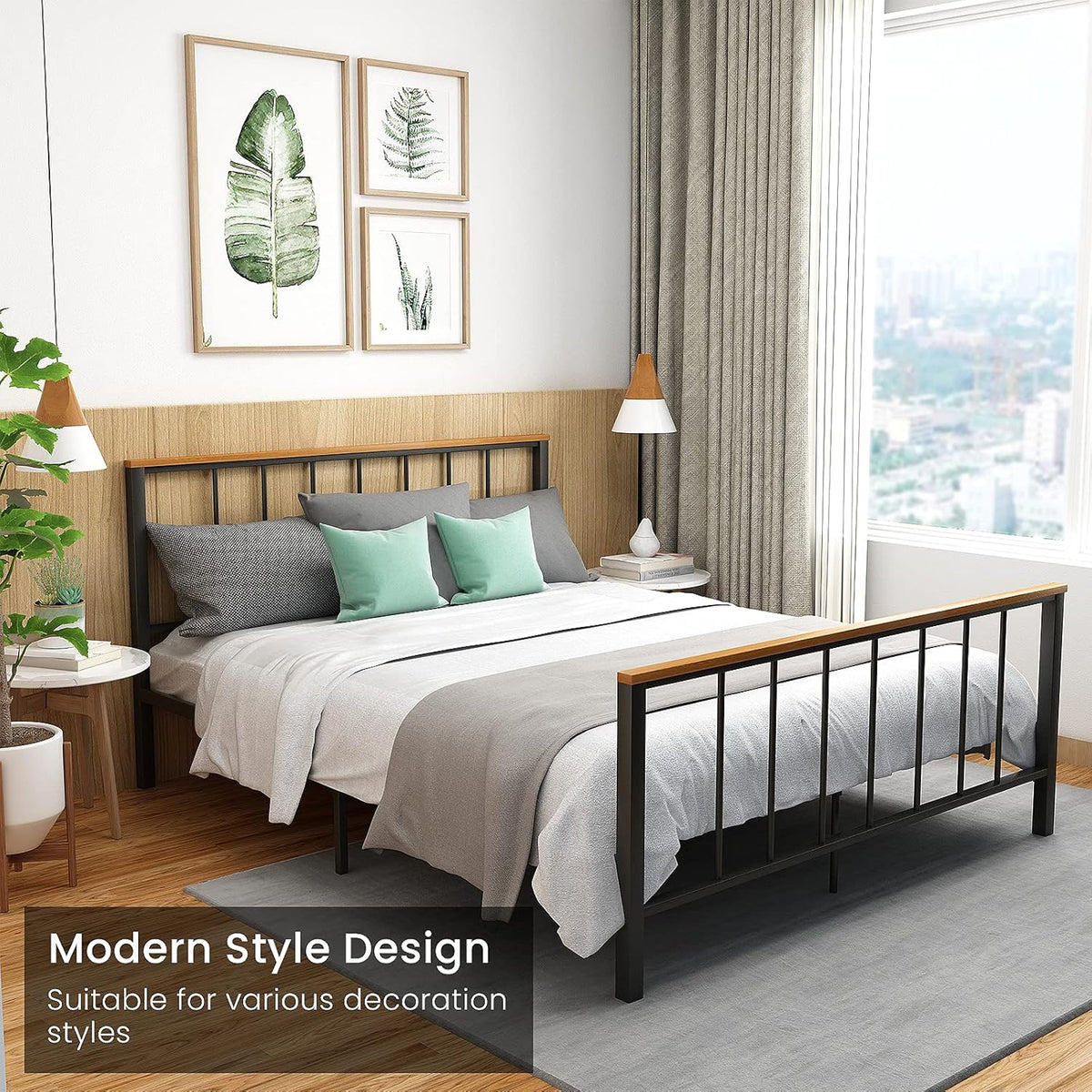 Metal Platform Bed Frame with Headboard and Footboard Full Z9283