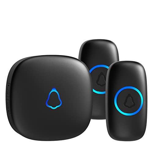 Wireless Doorbell with 2 Buttons, Waterproof Mini Doorbell, Black I871501