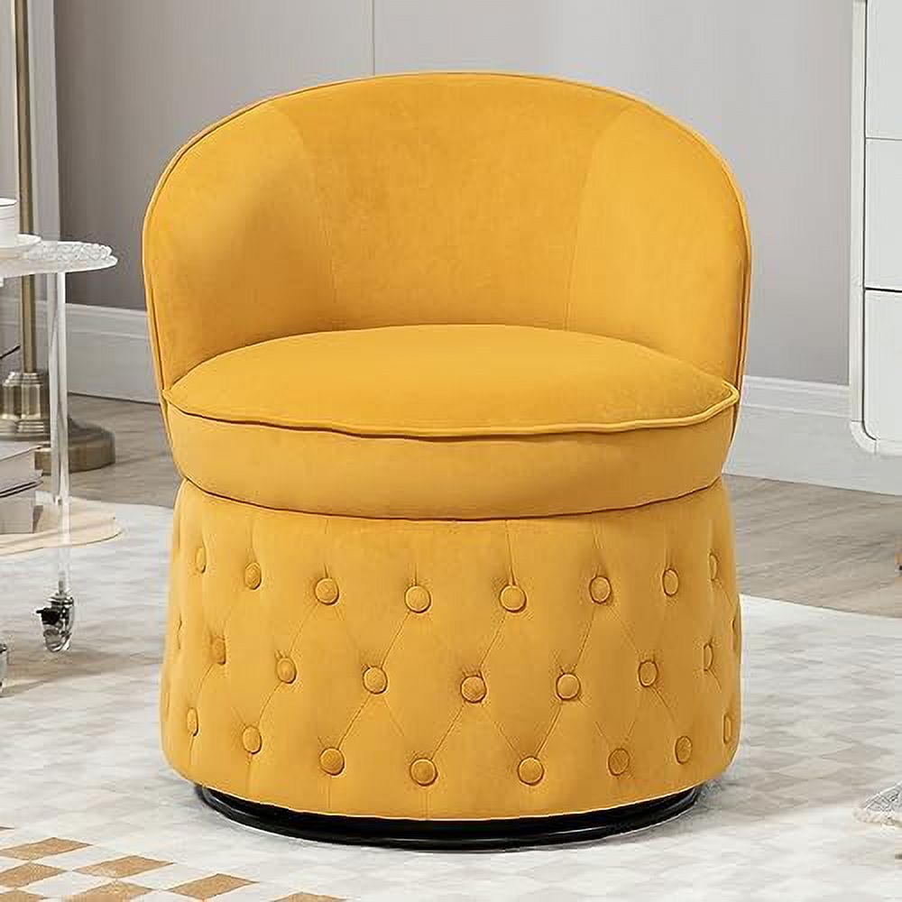Fluffy Velvet Swivel Barrel Chair with Gold Base M768
