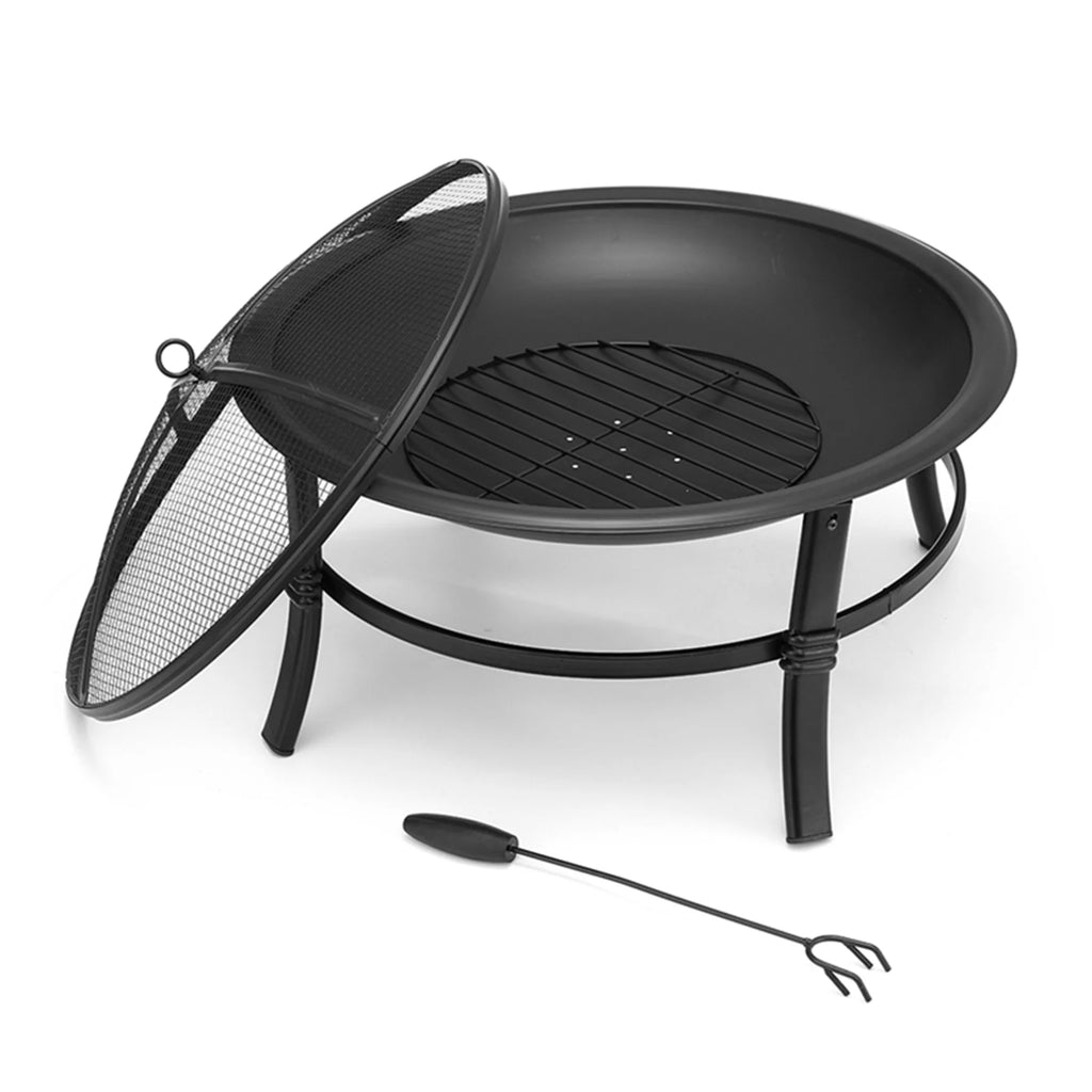 26 inch Portable Wood Burning Fire Pit with Log Grate, Poker D405